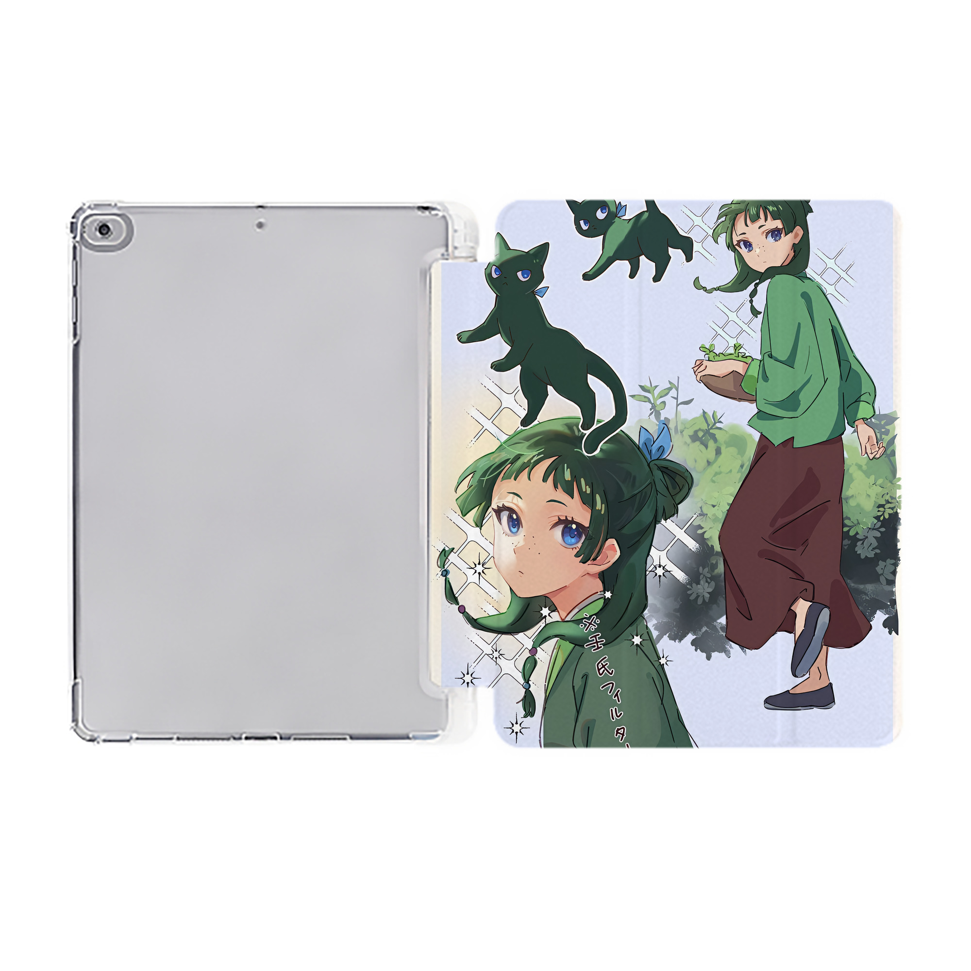 （画像用） 薬屋のひとりごと The Apothecary Diaries IPad ケース ペン収納付き 三つ折りスタンド PUレザー×シリコン 対応機種9.5/10.5/10.9インチ